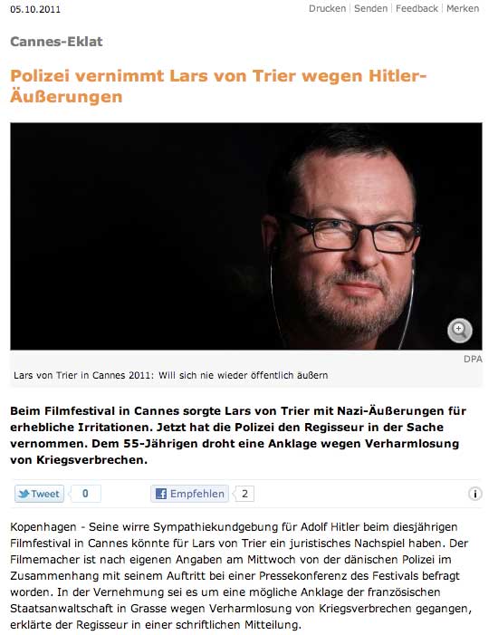 Lars von Trier Kriminalisierung